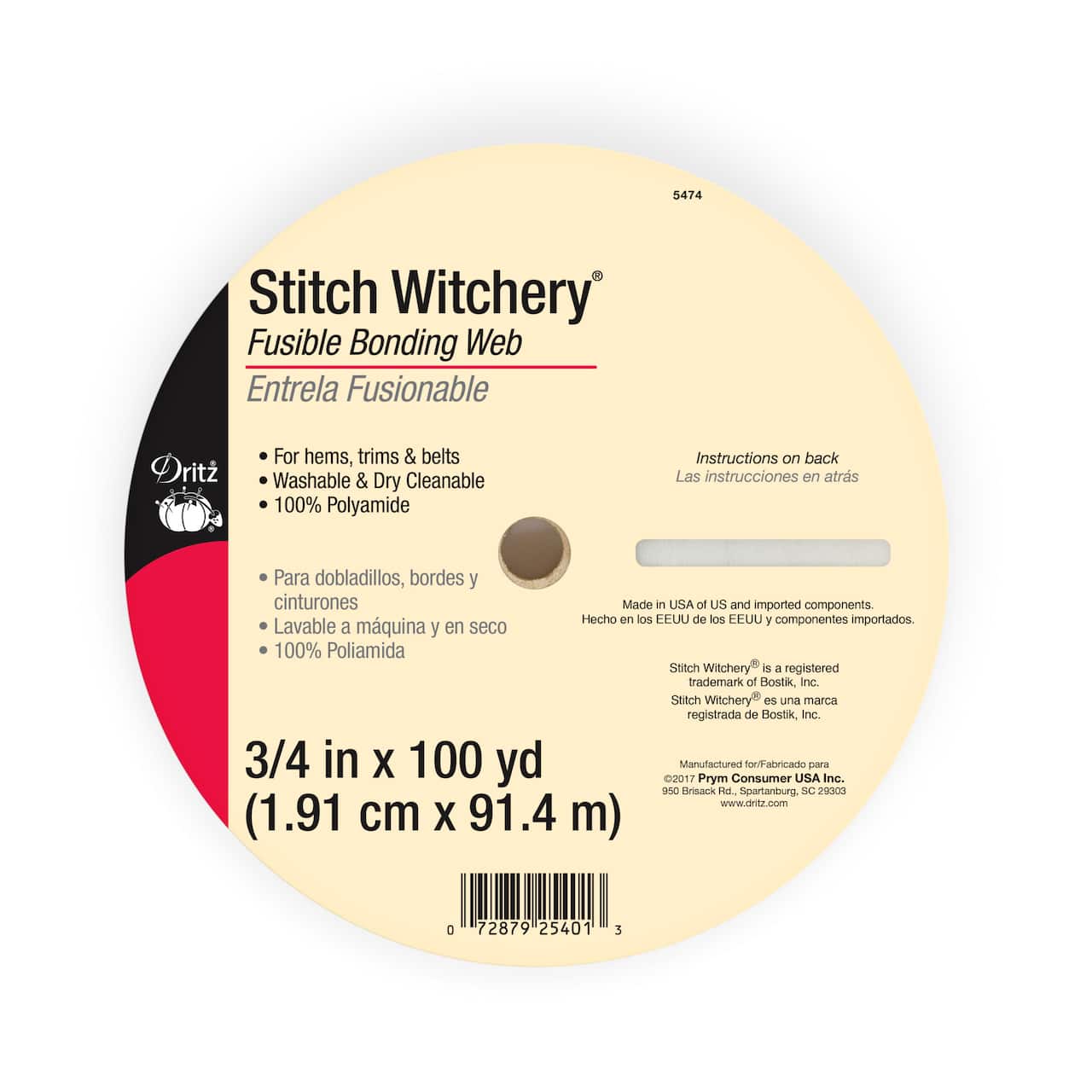 Dritz® Stitch Witchery® White Fusible Bonding Web, 0.75'' x 100yd.